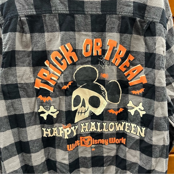 Disney Trick or Treat Flannel Button Up Shirt Men's XXL Long Sleeve Check Black - Picture 3 of 8
